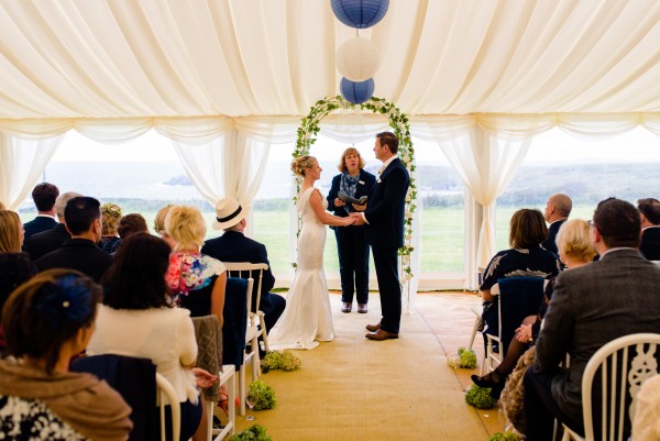 Sarah and Nick's Sea View Marquee Ceremony - The Cornish Celebrants - Stewart Girvan Photography